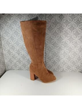 Faux Suede Knee High Boots for Women 3" Block High Heel Size 6 EU 36